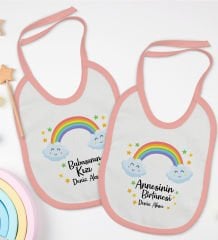 BK Kids Kişiye Özel Anne ve Baba Tasarımlı 2’li Pembe Mama Önlüğü-3