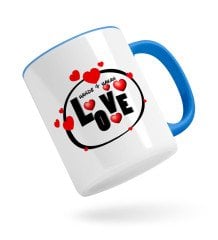 Kişiye Özel Love Tasarımlı Mavi Kupa Bardak-8