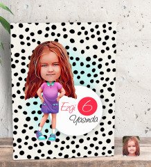 Kişiye Özel Kız Çocuk Yaş Karikatürlü Dekoratif Mini Kanvas Tablo 15x20cm-3