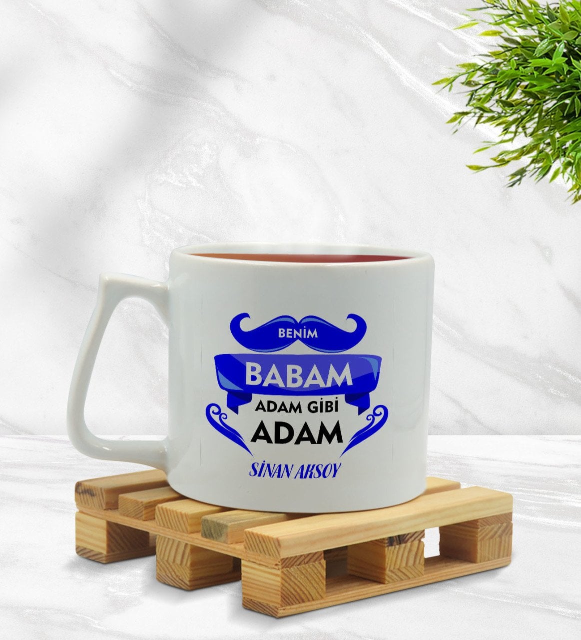 Kişiye Özel Benim Babam Adam Gibi Adam Tasarımlı Middle Beyaz Kupa Bardak - Model 1