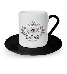 Kişiye Özel Yılın En İyi Babası Siyah Türk Kahvesi Fincanı - 1
