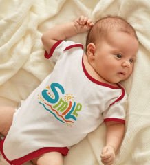 BK Kids Smile Tasarımlı Kırmızı Bebek Body Zıbın-1