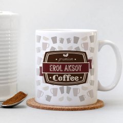 Kişiye Özel İsimli Coffee Beyaz Kupa Bardak - 002