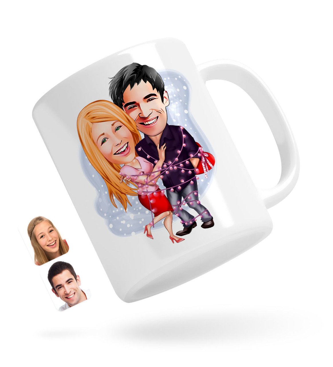 Kişiye Özel Sevgililer Karikatürlü Beyaz Kupa Bardak-2