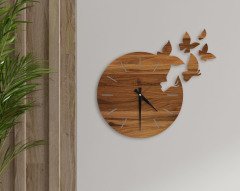BK Home Dekoratif 45cm Ahşap Duvar Saati-54