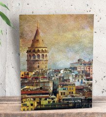 BK Gift Galata Kulesi Tasarımlı Dekoratif Mini Kanvas Tablo 15x20cm-3