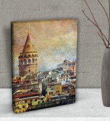 BK Gift Galata Kulesi Tasarımlı Dekoratif Mini Kanvas Tablo 15x20cm-3