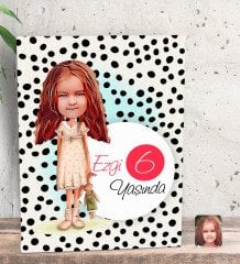 Kişiye Özel Kız Çocuk Yaş Karikatürlü Dekoratif Mini Kanvas Tablo 15x20cm-7