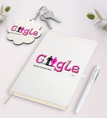 Kişiye Özel Google Tasarımlı Beyaz Defter Kalem ve Anahtarlık Hediye Seti-2
