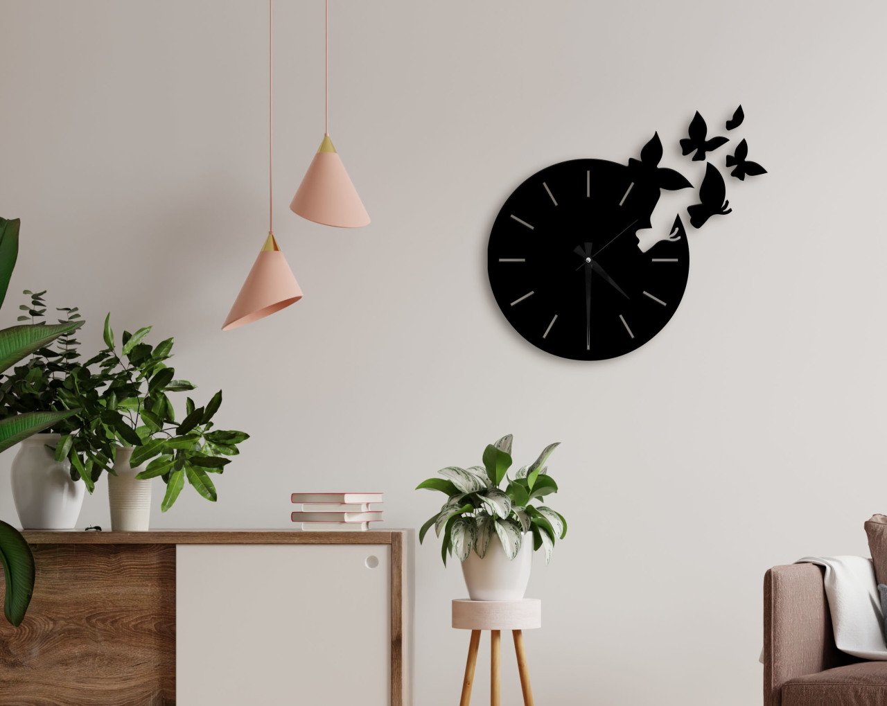 BK Home Dekoratif 45cm Ahşap Duvar Saati-55