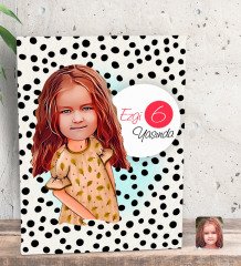 Kişiye Özel Kız Çocuk Yaş Karikatürlü Dekoratif Mini Kanvas Tablo 15x20cm-8