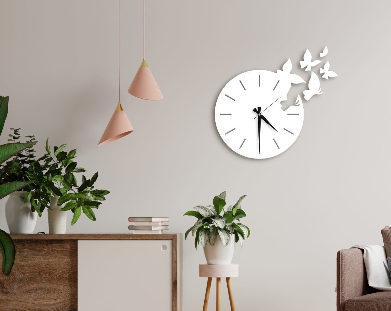 BK Home Dekoratif 45cm Ahşap Duvar Saati-57