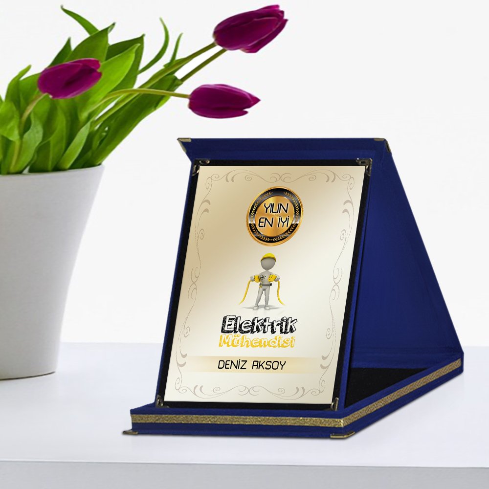 Kişiye Özel Yılın En İyi Elektrik Mühendisi Lacivert Plaket Ödülü