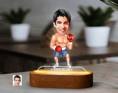 BK Gift Kişiye Özel Boksör Karikatürlü Dekoratif 3D Biblo LED Işıklı Gece Lambası-1, Arkadaşa Hediye
