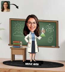 BK Gift Kişiye Özel Kadın Öğretmen Tasarımlı Karikatür Biblo -20, Öğretmene Hediye, Öğretmenler Günü Hediyesi