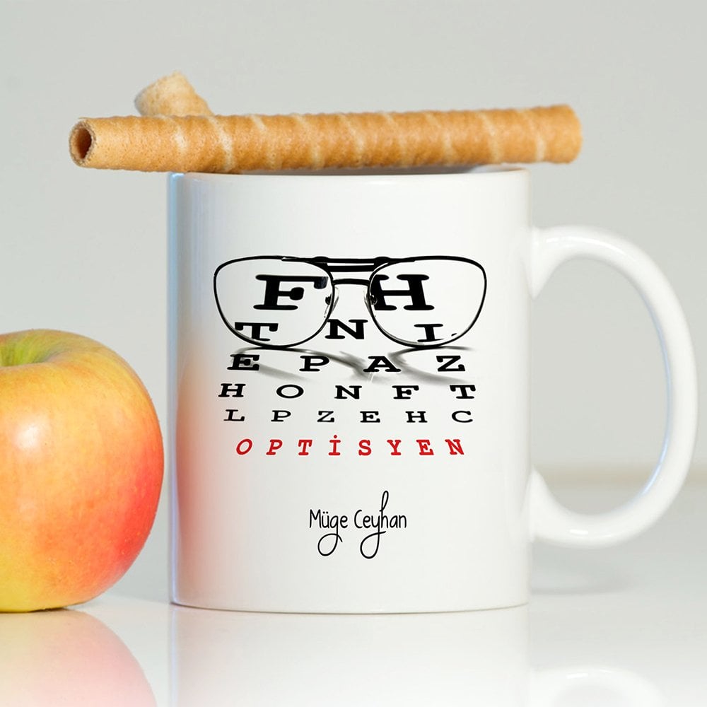 Kişiye Özel Mesleki Optisyen Beyaz Kupa Bardak - 1