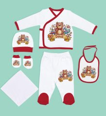 BK Kids Kişiye Özel Hastane Çıkışı, Bebek Kıyafeti, Yeni Doğan Bebek Hediyesi, 6 Parça Kırmızı Bebek Elbise Giyim Seti-22