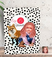 Kişiye Özel Kız Çocuk Yaş Karikatürlü Dekoratif Mini Kanvas Tablo 15x20cm-9
