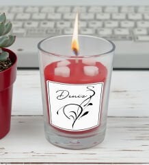 BK Gift İsimli Cam Bardakta Kalp Figürlü Kokulu Mum-6, Sevgiliye Hediye, Sevgililer Günü