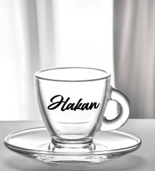 BK Gift Kişiye Özel İsimli DTF Baba Temalı Cam Kahve Fincanı & Türk Kahvesi & Gümüş Metal Kutuda Mum Hediye Seti-10, Babaya Hediye, Babalar Günü Hediyeleri