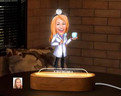 BK Gift Kişiye Özel Kadın Diş Doktoru Karikatürlü Dekoratif 3D Biblo LED Işıklı Gece Lambası-1, Arkadaşa Hediye