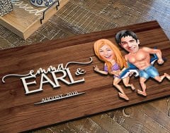 BK Gift Kişiye Özel Sevgililer Karikatürlü Kabartma Figürlü Ahşap Tablo, Duvar Dekoru, Arkadaşa Hediye, Özel Tasarım Ev Hediyesi-8