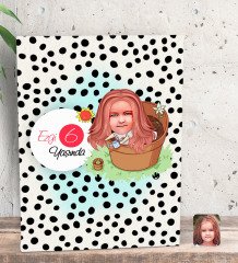 Kişiye Özel Kız Çocuk Yaş Karikatürlü Dekoratif Mini Kanvas Tablo 15x20cm-10