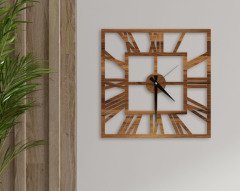 BK Home Dekoratif 45cm Ahşap Duvar Saati-59