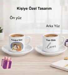 BK Gift Kişiye Özel Kendin Tasarla Türk Kahvesi Fincanı - Sevgiliye Hediye, Arkadaşa Hediye, Doğum Günü Hediyesi