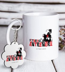 Kişiye Özel Mesleki Fitness Antrenörü Beyaz Kupa ve Anahtarlık Hediye Seti-2