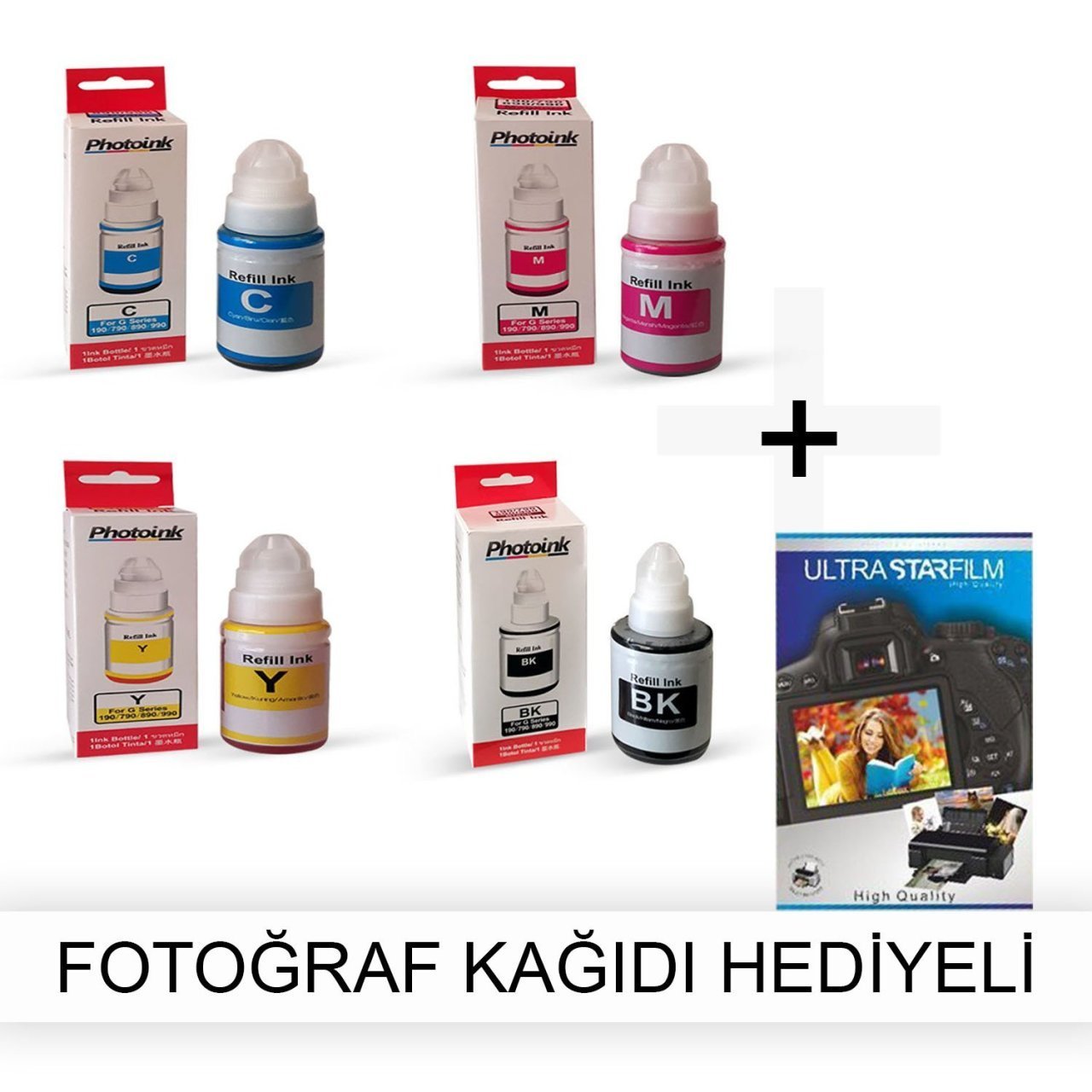 Canon G1411 için 1 Takım Photoink Mürekkep- Fotoğraf Kağıdı Hediyeli