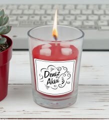 BK Gift İsimli Cam Bardakta Kalp Figürlü Kokulu Mum-8, Sevgiliye Hediye, Sevgililer Günü