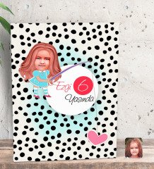 Kişiye Özel Kız Çocuk Yaş Karikatürlü Dekoratif Mini Kanvas Tablo 15x20cm-13