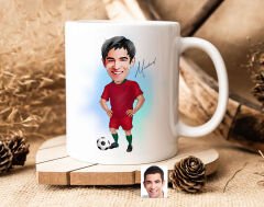 Bk Gift Kişiye Özel Futbolcu Karikatürlü Beyaz Kupa Bardak-12, Sevgiliye Hediye, Arkadaşa Hediye
