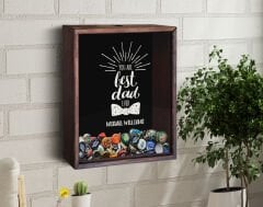 BK Gift Kişiye Özel İsimli Babalar Günü Tasarımlı Bira Kapağı Koleksiyonu Ahşap Kumbara-4, Ev Hediyesi, Babaya Hediye