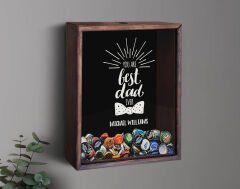 BK Gift Kişiye Özel İsimli Babalar Günü Tasarımlı Bira Kapağı Koleksiyonu Ahşap Kumbara-4, Ev Hediyesi, Babaya Hediye