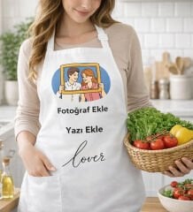 BK Gift Kişiye Özel Kendin Tasarla Beyaz Mutfak Önlüğü - Aşçı Önlüğü, Şef Önlüğü, Sevgiliye Hediye, Doğum Günü Hediyesi