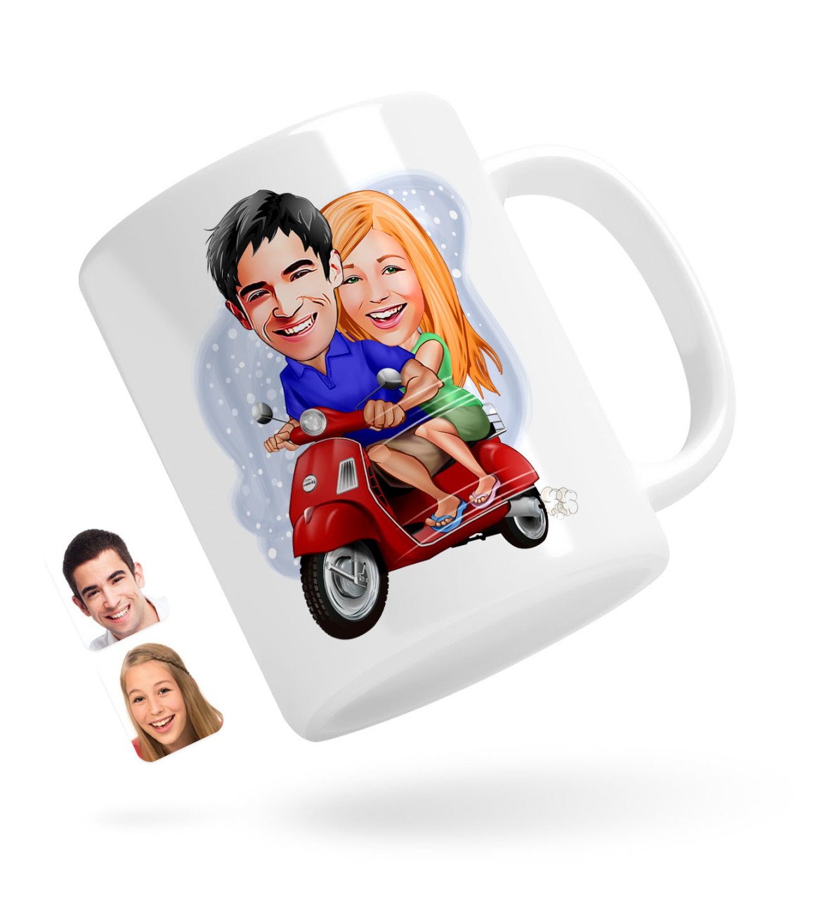 Kişiye Özel Sevgililer Karikatürlü Beyaz Kupa Bardak-10