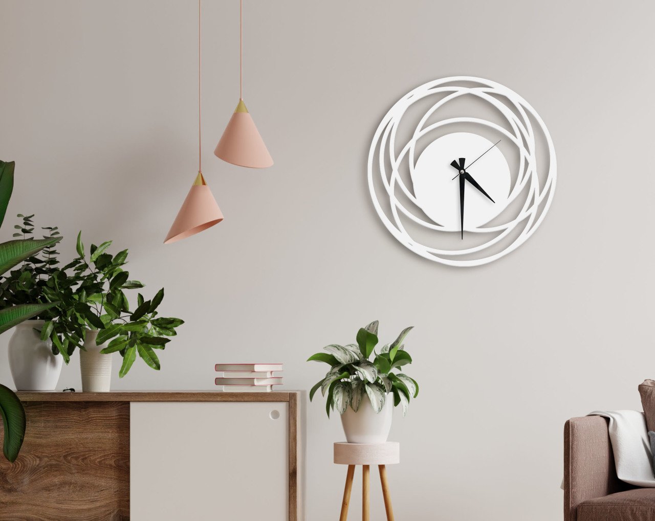 BK Home Dekoratif 45cm Ahşap Duvar Saati-64