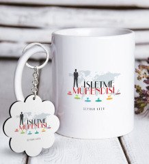 Kişiye Özel Mesleki İşletme Mühendisi Beyaz Kupa ve Anahtarlık Hediye Seti