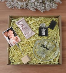 BK Gift Kişiye Özel İsimli DTF Baba Temalı Cam Kahve Fincanı & Türk Kahvesi & Ahşap Fotoğraf Tutucu & Çakmak Hediye Seti-3, Babaya Hediye, Babalar Günü Hediyeleri