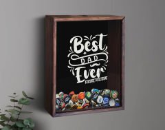 BK Gift Kişiye Özel İsimli Babalar Günü Tasarımlı Bira Kapağı Koleksiyonu Ahşap Kumbara-6, Ev Hediyesi, Babaya Hediye