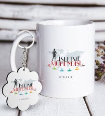 Kişiye Özel Mesleki İşletme Mühendisi Beyaz Kupa ve Anahtarlık Hediye Seti-2