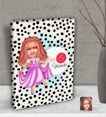 Kişiye Özel Kız Çocuk Yaş Karikatürlü Dekoratif Mini Kanvas Tablo 15x20cm-17