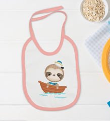 BK Kids Sevimli Denizci Tasarımlı Pembe Bebek Body Zıbın ve Mama Önlüğü Hediye Seti-1