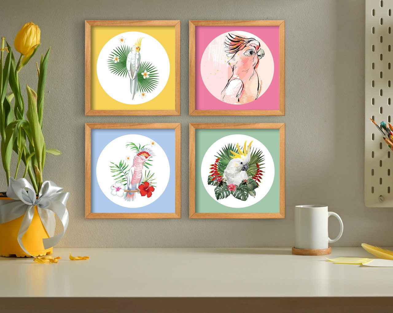 BK Home Dekoratif 4’lü Retro Ahşap Tablo-2