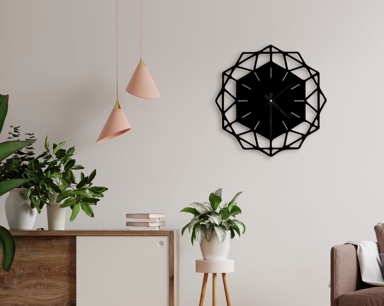 BK Home Dekoratif 45cm Ahşap Duvar Saati-67