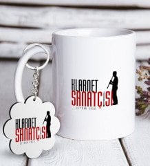 Kişiye Özel Mesleki Klarnet Sanatçısı Beyaz Kupa ve Anahtarlık Hediye Seti