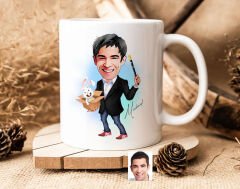 Bk Gift Kişiye Özel Sihirbaz Karikatürlü Beyaz Kupa Bardak-1, Sevgiliye Hediye, Arkadaşa Hediye