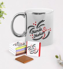 Kişiye Özel Sevgililer Günü Krom Kupa ve Çikolata Hediye Seti-29